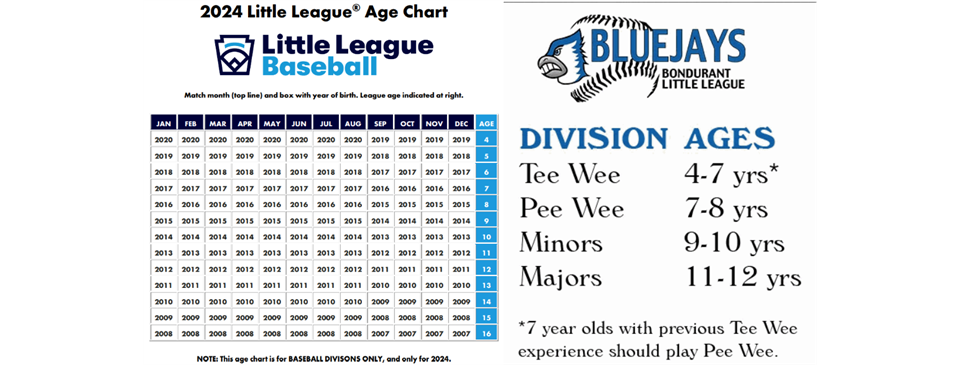 2024 Baseball Age Chart